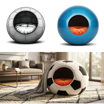 Elevate Your Modern Home with Our Soccer Ball Cat Bed