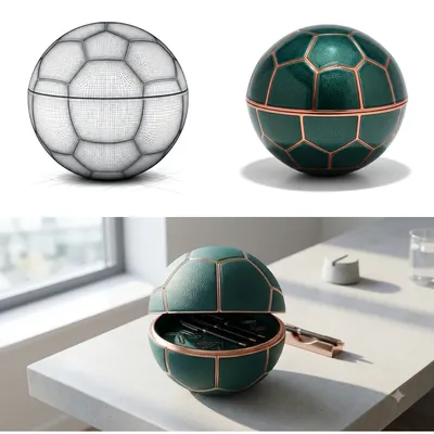 The Wireframe Football Storage Box for Modern Workspaces