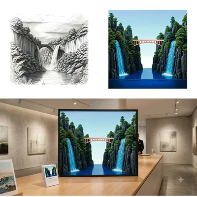 From Sketch to Splendor: Niagara Falls Reimagined in 2.5D