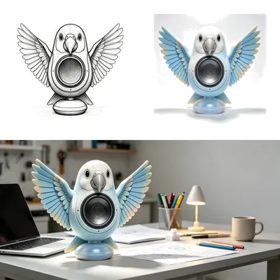 Your New Statement Piece: The Wireframe Parrot Speaker