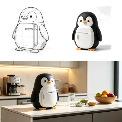 Your Kitchen's New Star: The Wireframe Penguin Fridge
