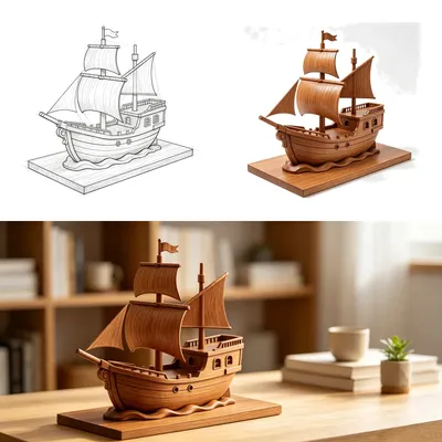 My Tiny Wooden Galleon: A Desk Companion's Tale