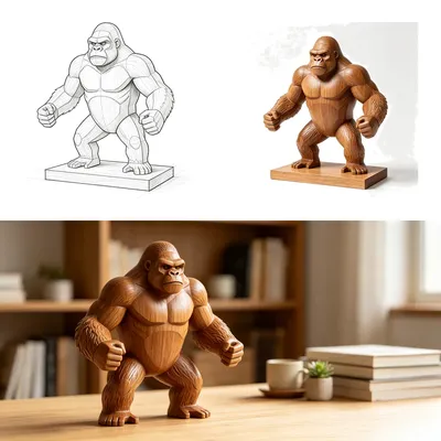 My Wireframe Gorilla: A Study in Desk Presence