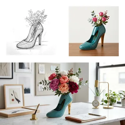 Design-Statement am Arbeitsplatz: Die High-Heel-Vase als eleganter Blickfang