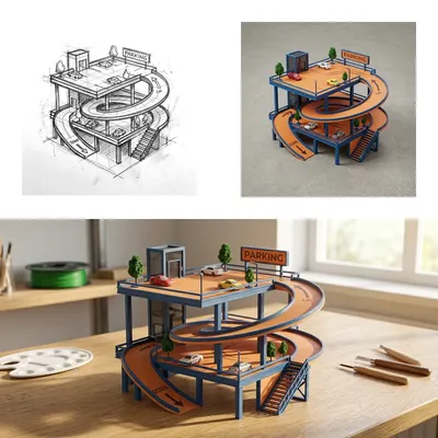 Architettura moderna e gioco si incontrano: la storia del nostro garage per giocattoli in legno a più livelli