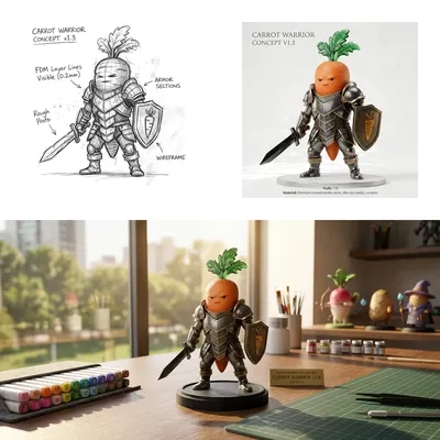 Conheça o Guerreiro da Cenoura: Como um esboço de estúdio se tornou um ícone de arte para mesa de trabalho