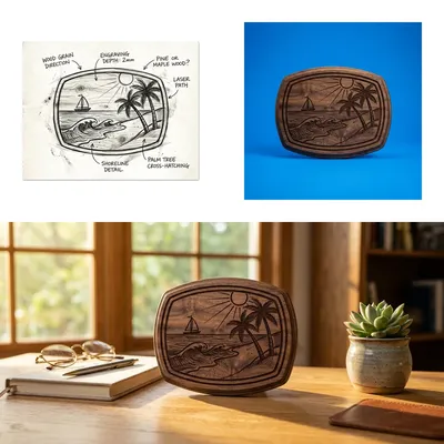 Portare l'oceano sulla mia scrivania illuminata dal sole: come un elemento decorativo in legno inciso al laser ha cambiato il mio rituale mattutino.