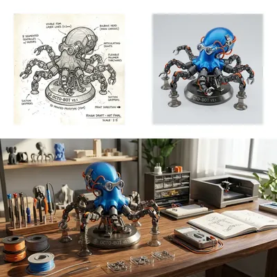 Mechanische Tentakeln auf dem Schreibtisch: Der Weg zum Oktopus-Roboter aus Drahtgitter