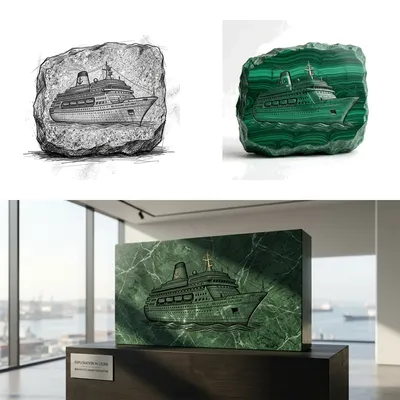 Una scultura in ardesia per dare carattere alla scrivania minimalista