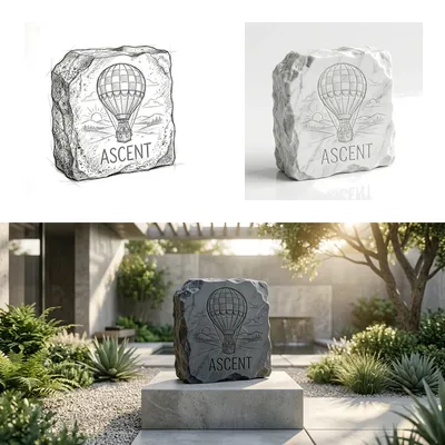 Laser-Engraved Slate in the Courtyard: A Study in Weight, Texture, and Perspective