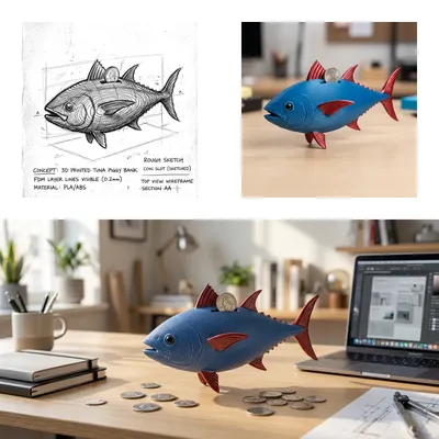 Upgrade Your Workspace with a Sculptural Tuna Coin Bank
